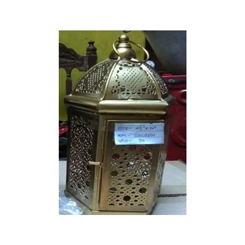 Iron Handicraft Metal Work Bakhoor Dan Lamp Style Golden