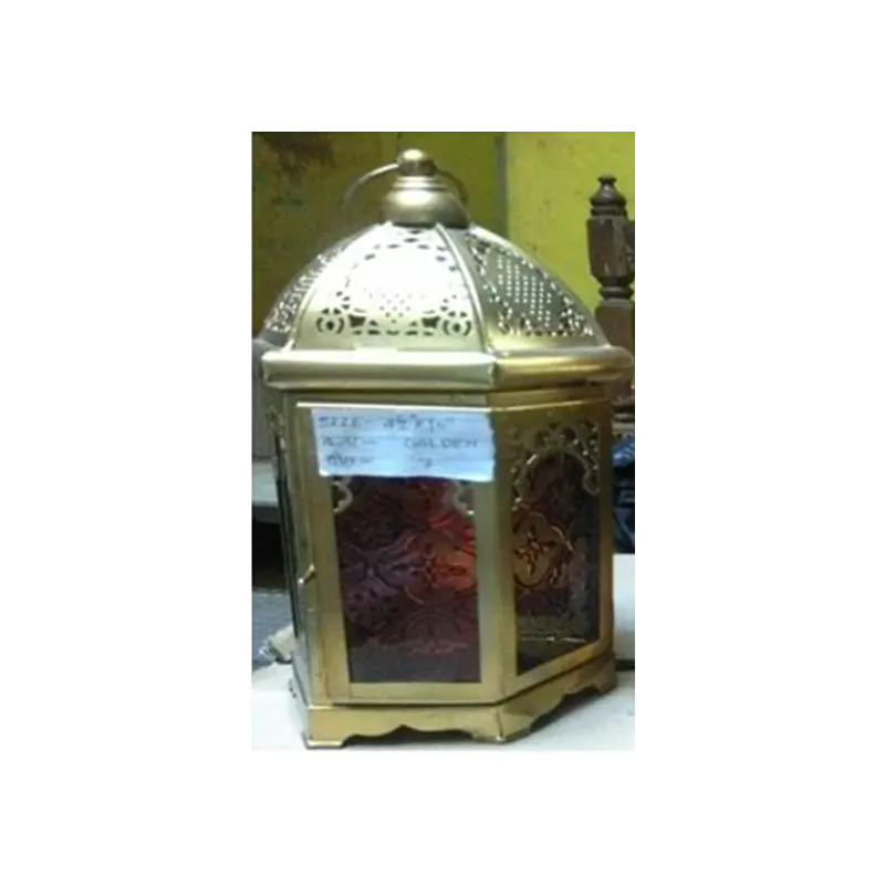 Iron Handicraft Metal Work With Stained Glass Golden Design 3 Lamp Style