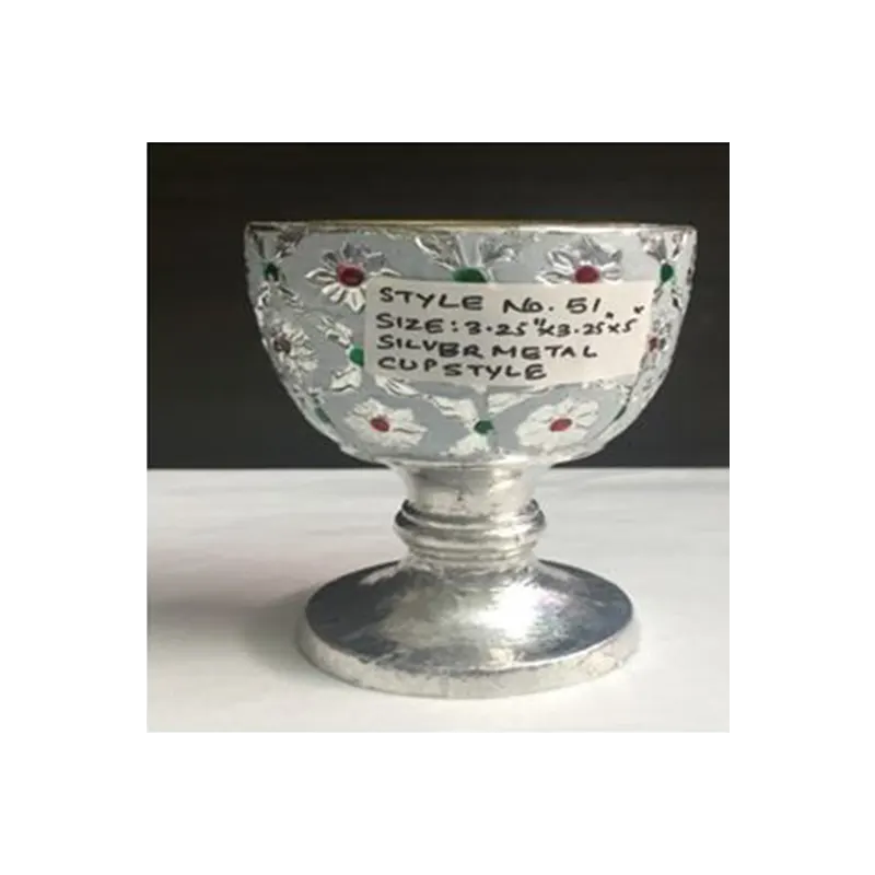 Wooden Handicraft Bakhoor Dan Cup Style Silver