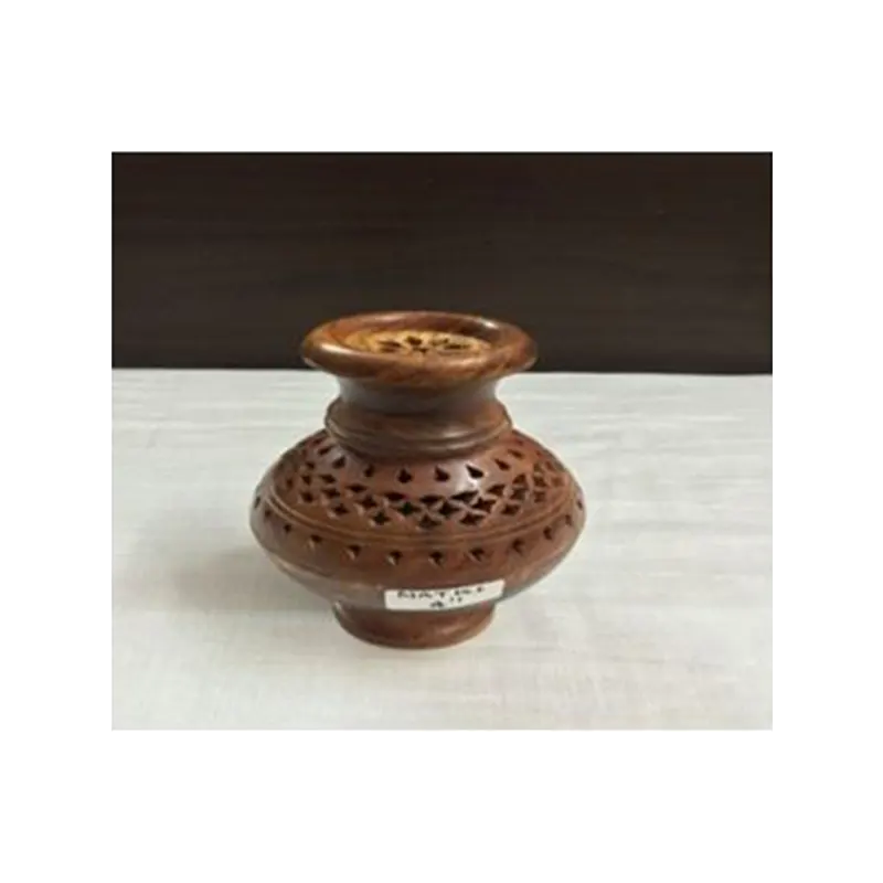 Wooden Handicraft Bakhoor Dan Matki Shape With Katori Sheesham Wood