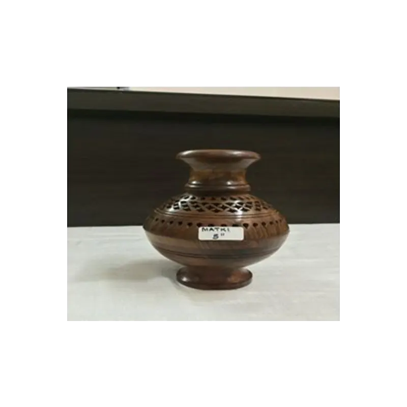 Wooden Handicraft Bakhoor Dan Matki Shape With Katori Sheesham Wood