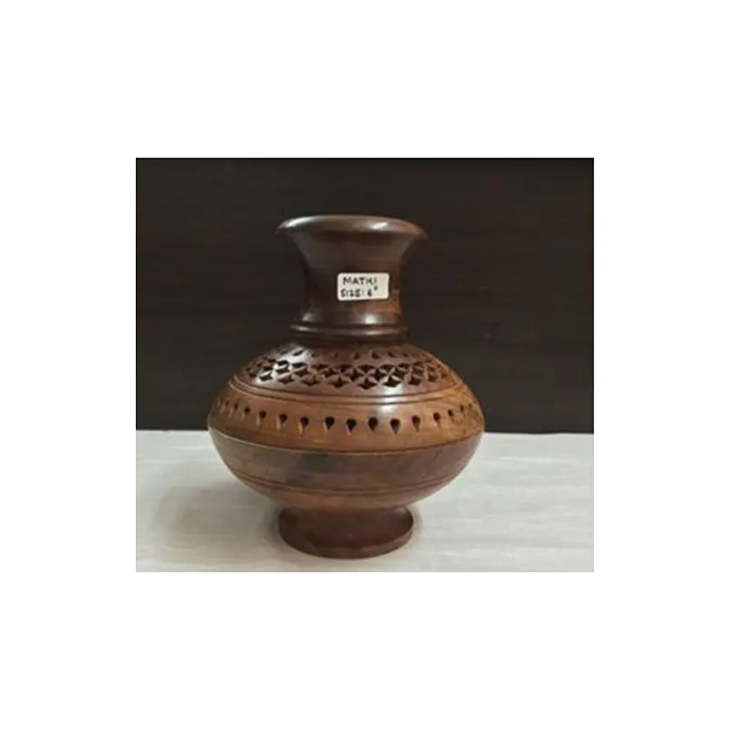 Wooden Handicraft Bakhoor Dan Matki Shape With Katori Sheesham Wood