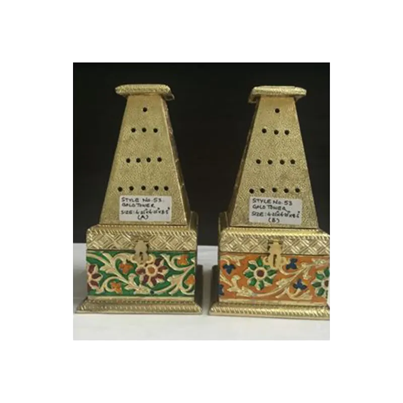 Wooden Handicraft Bakhoor Dan Multi Colour Carving Wind Tower