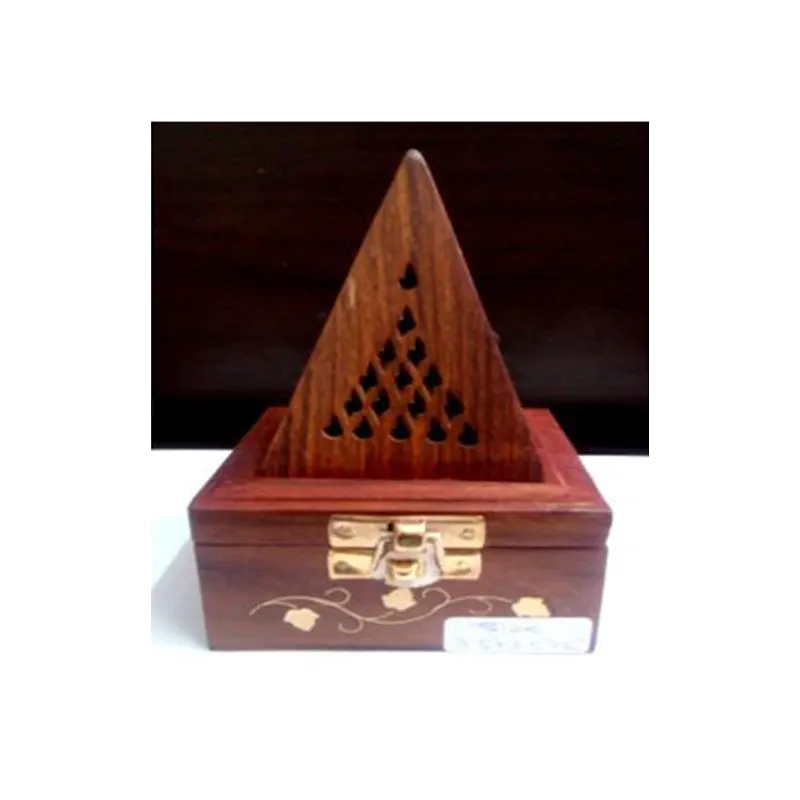 Wooden Handicraft Bakhoor Dan Pyramid With Drawer Plain