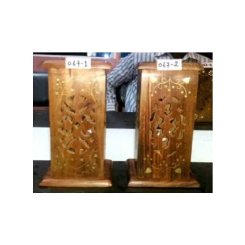 Wooden Handicraft Bakhoor Dan Tower Plain And Brass Work
