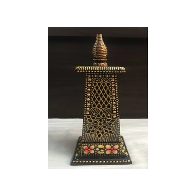 Wooden Handicraft Bakhoor Dan Wind Tower Painted