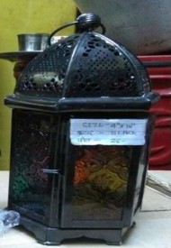 Iron Handicraft Metal Work With Stained Glass Black Lamp Style