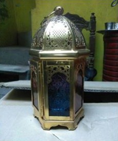 Iron Handicraft Metal Work With Stained Glass Golden Design 2 Lamp Style