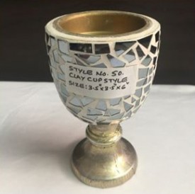 Wooden Handicraft Bakhoor Dan Cup Style Clay And Glass Work