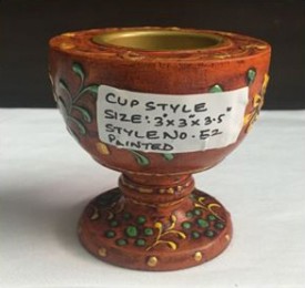 Wooden Handicraft Bakhoor Dan Cup Style Painted Work