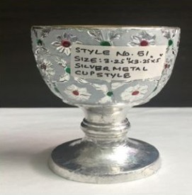 Wooden Handicraft Bakhoor Dan Cup Style Silver