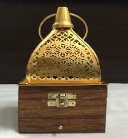 Wooden Handicraft Bakhoor Dan Golden Dome Square