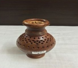 Wooden Handicraft Bakhoor Dan Matki Shape With Katori Sheesham Wood