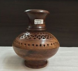 Wooden Handicraft Bakhoor Dan Matki Shape With Katori Sheesham Wood