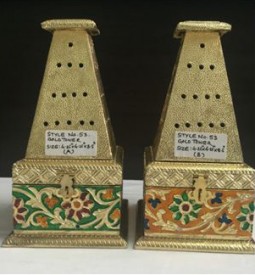 Wooden Handicraft Bakhoor Dan Multi Colour Carving Wind Tower