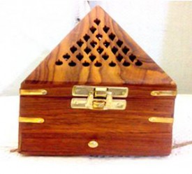 Wooden Handicraft Bakhoor Dan Pyramid Drawer With Koni Work