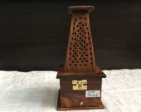 Wooden Handicraft Bakhoor Dan Pyramid Pointed With Drawer