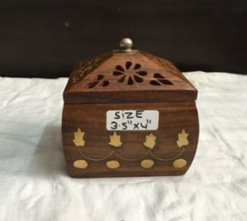 Wooden Handicraft Bakhoor Dan Square Box With Brass Work