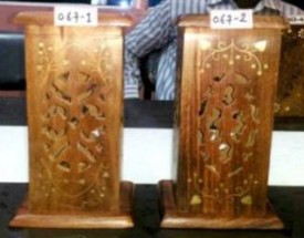 Wooden Handicraft Bakhoor Dan Tower Plain And Brass Work