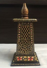 Wooden Handicraft Bakhoor Dan Wind Tower Painted